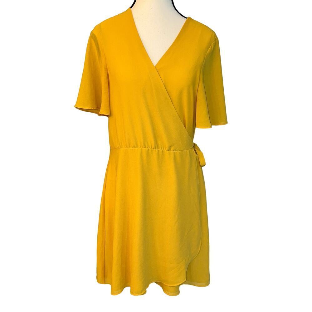 Show Me Your MuMu Mustard Wrap Midi Dress